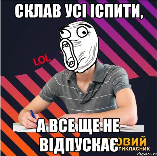 склав усі іспити, а все ще не відпускає, Мем Типовий одинадцятикласник