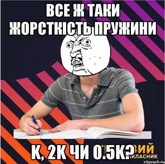 все ж таки жорсткість пружини k, 2k чи 0.5k?, Мем Типовий одинадцятикласник