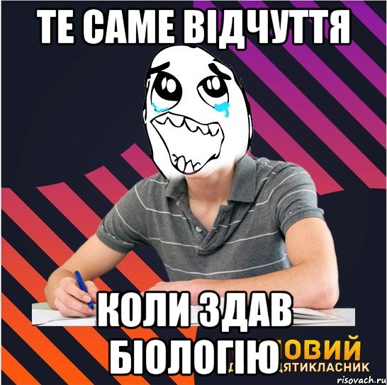 те саме відчуття коли здав біологію, Мем Типовий одинадцятикласник