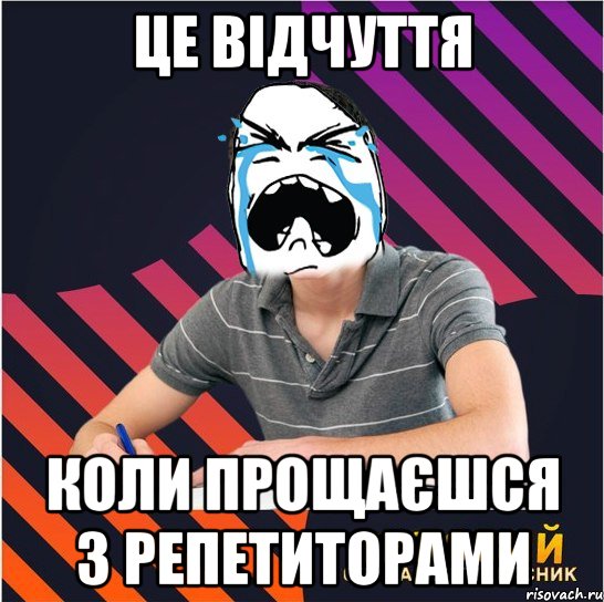 це відчуття коли прощаєшся з репетиторами, Мем Типовий одинадцятикласник