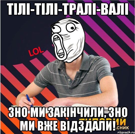 тілі-тілі-тралі-валі зно ми закінчили, зно ми вже відздали!, Мем Типовий одинадцятикласник