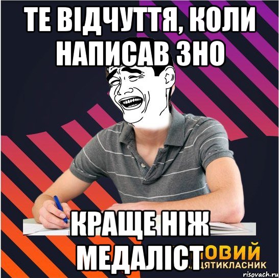 те відчуття, коли написав зно краще ніж медаліст, Мем Типовий одинадцятикласник