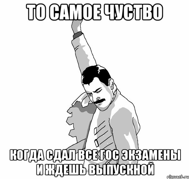 то самое чуство когда сдал все гос экзамены и ждешь выпускной, Мем   Фрэдди Меркьюри (успех)