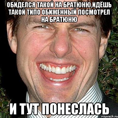 обиделся такой на братюню,идёшь такой типо обиженный посмотрел на братюню и тут понеслась, Мем Том Круз