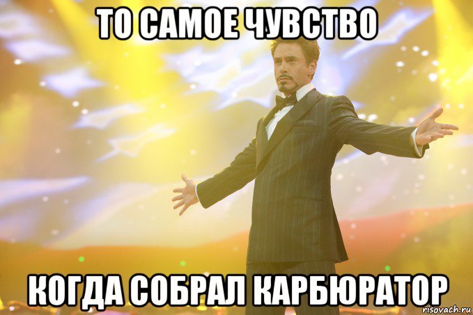 то самое чувство когда собрал карбюратор, Мем Тони Старк (Роберт Дауни младший)