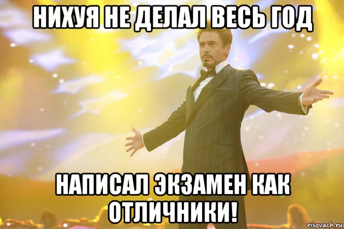 нихуя не делал весь год написал экзамен как отличники!, Мем Тони Старк (Роберт Дауни младший)
