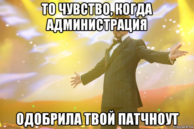 то чувство, когда администрация одобрила твой патчноут, Мем Тони Старк (Роберт Дауни младший)