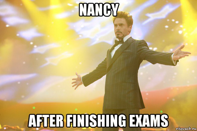 nancy after finishing exams, Мем Тони Старк (Роберт Дауни младший)