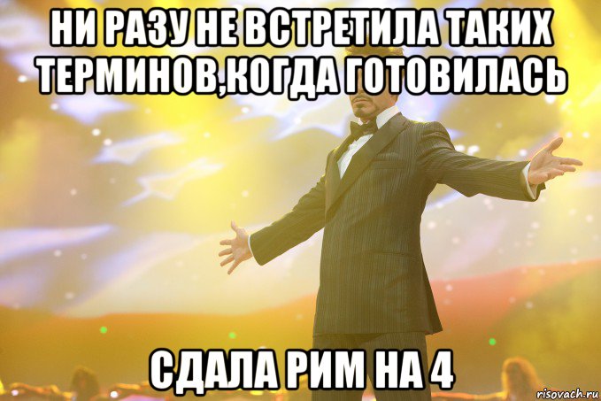 ни разу не встретила таких терминов,когда готовилась сдала рим на 4, Мем Тони Старк (Роберт Дауни младший)