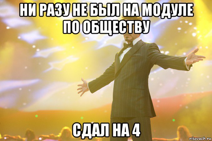 ни разу не был на модуле по обществу сдал на 4, Мем Тони Старк (Роберт Дауни младший)