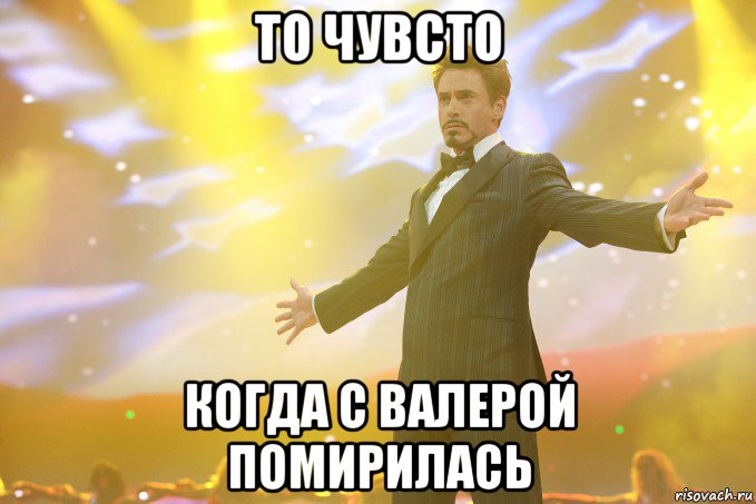 то чувсто когда с валерой помирилась, Мем Тони Старк (Роберт Дауни младший)