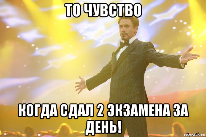 то чувство когда сдал 2 экзамена за день!, Мем Тони Старк (Роберт Дауни младший)