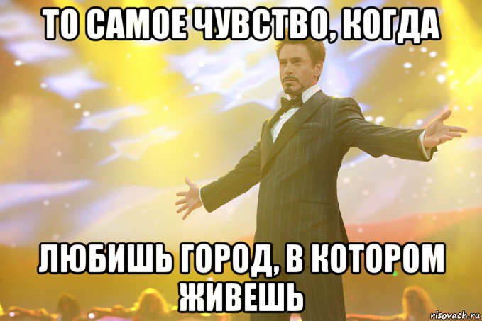 то самое чувство, когда любишь город, в котором живешь, Мем Тони Старк (Роберт Дауни младший)