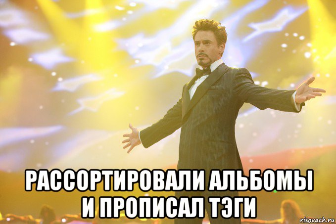  рассортировали альбомы и прописал тэги, Мем Тони Старк (Роберт Дауни младший)