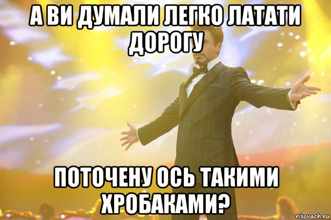 а ви думали легко латати дорогу поточену ось такими хробаками?, Мем Тони Старк (Роберт Дауни младший)