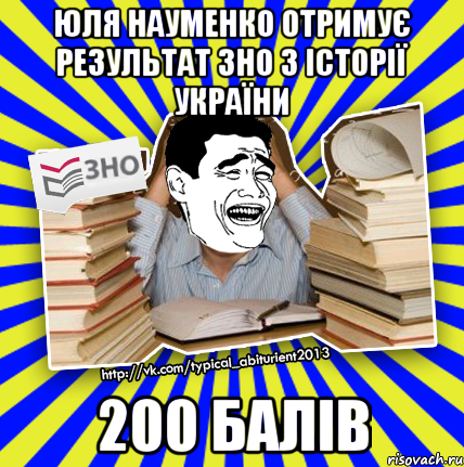 юля науменко отримує результат зно з історії україни 200 балів, Мем Трольфейс