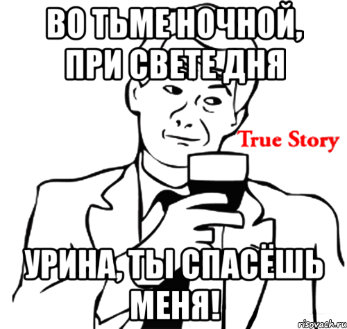 во тьме ночной, при свете дня урина, ты спасёшь меня!, Мем true story