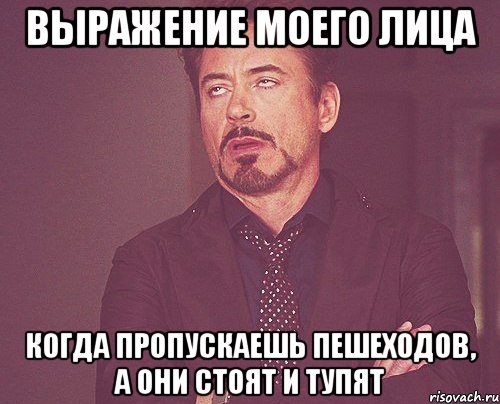 выражение моего лица когда пропускаешь пешеходов, а они стоят и тупят, Мем твое выражение лица