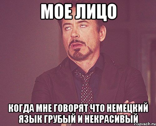 мое лицо когда мне говорят что немецкий язык грубый и некрасивый, Мем твое выражение лица