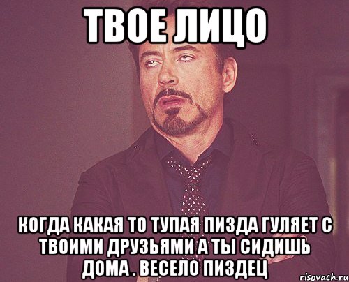 твое лицо когда какая то тупая пизда гуляет с твоими друзьями а ты сидишь дома . весело пиздец, Мем твое выражение лица