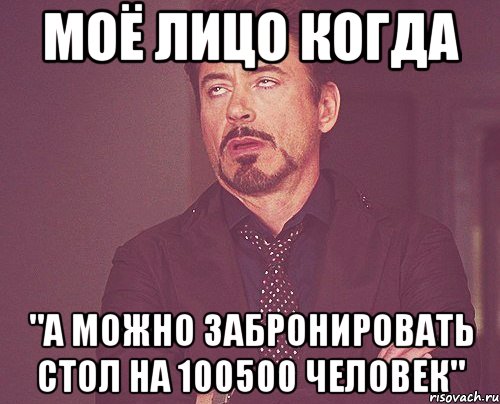 моё лицо когда "а можно забронировать стол на 100500 человек", Мем твое выражение лица