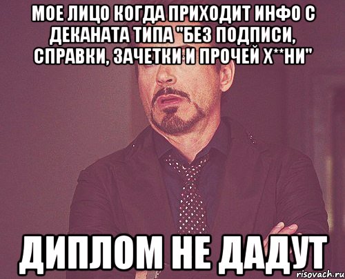 мое лицо когда приходит инфо с деканата типа "без подписи, справки, зачетки и прочей х**ни" диплом не дадут, Мем твое выражение лица