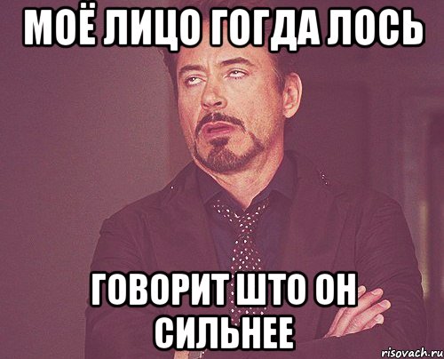 моё лицо гогда лось говорит што он сильнее, Мем твое выражение лица