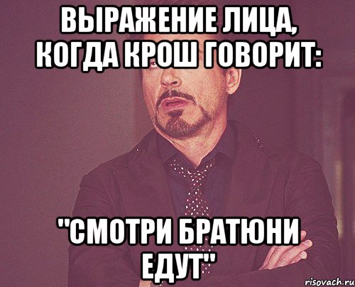 выражение лица, когда крош говорит: "смотри братюни едут", Мем твое выражение лица