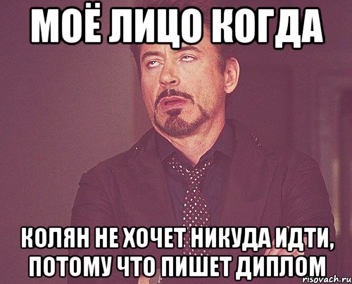 моё лицо когда колян не хочет никуда идти, потому что пишет диплом, Мем твое выражение лица