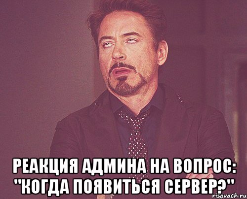  реакция админа на вопрос: "когда появиться сервер?", Мем твое выражение лица