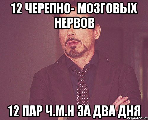 12 черепно- мозговых нервов 12 пар ч.м.н за два дня, Мем твое выражение лица