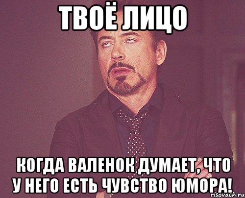 твоё лицо когда валенок думает, что у него есть чувство юмора!, Мем твое выражение лица