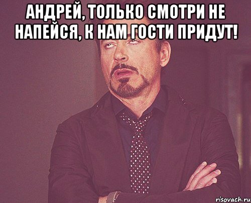 андрей, только смотри не напейся, к нам гости придут! , Мем твое выражение лица