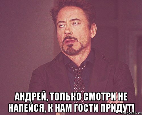  андрей, только смотри не напейся, к нам гости придут!, Мем твое выражение лица