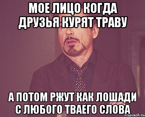 мое лицо когда друзья курят траву а потом ржут как лошади с любого тваего слова, Мем твое выражение лица