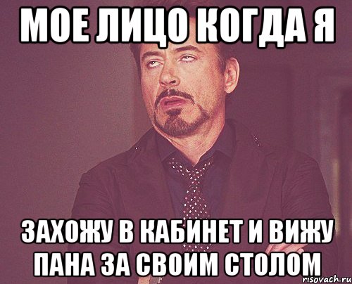 мое лицо когда я захожу в кабинет и вижу пана за своим столом, Мем твое выражение лица