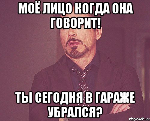 моё лицо когда она говорит! ты сегодня в гараже убрался?, Мем твое выражение лица