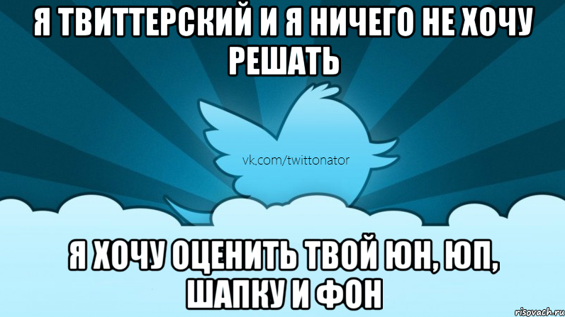 я твиттерский и я ничего не хочу решать я хочу оценить твой юн, юп, шапку и фон, Мем twitter