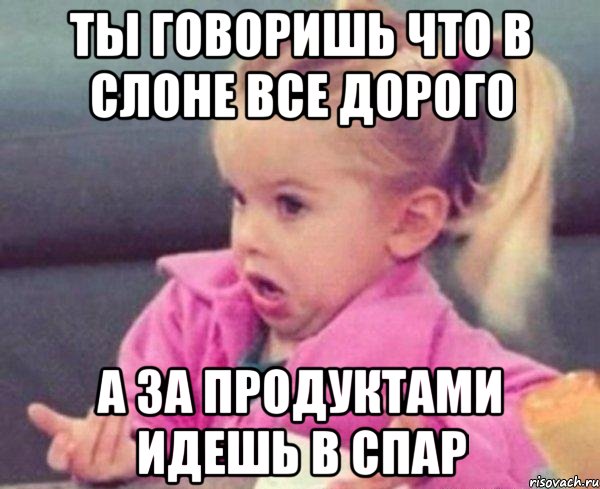 ты говоришь что в слоне все дорого а за продуктами идешь в спар, Мем  Ты говоришь (девочка возмущается)