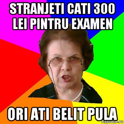 stranjeti cati 300 lei pintru examen ori ati belit pula, Мем Типичная училка