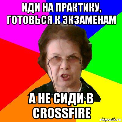 иди на практику, готовься к экзаменам а не сиди в crossfire, Мем Типичная училка