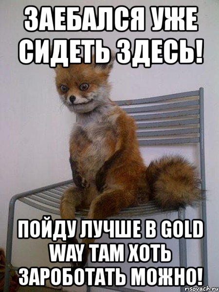 заебался уже сидеть здесь! пойду лучше в gold way там хоть зароботать можно!