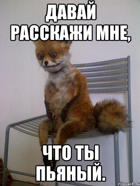 давай расскажи мне, что ты пьяный., Мем Упоротая лиса