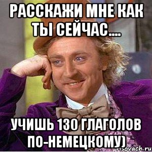 расскажи мне как ты сейчас.... учишь 130 глаголов по-немецкому), Мем Ну давай расскажи (Вилли Вонка)