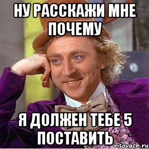 ну расскажи мне почему я должен тебе 5 поставить, Мем Ну давай расскажи (Вилли Вонка)