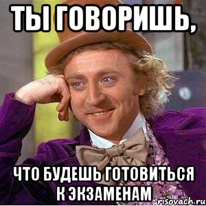 ты говоришь, что будешь готовиться к экзаменам, Мем Ну давай расскажи (Вилли Вонка)