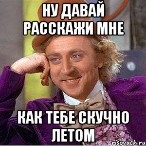 ну давай расскажи мне как тебе скучно летом, Мем Ну давай расскажи (Вилли Вонка)