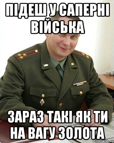 підеш у саперні війська зараз такі як ти на вагу золота, Мем Военком (полковник)