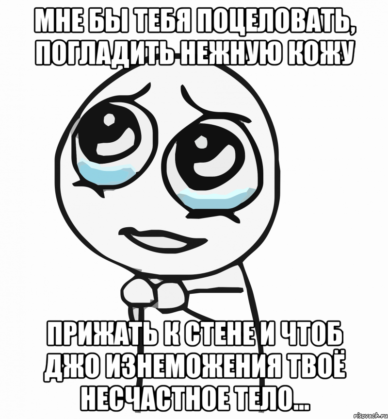 мне бы тебя поцеловать, погладить нежную кожу прижать к стене и чтоб джо изнеможения твоё несчастное тело..., Мем  ну пожалуйста (please)