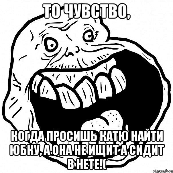 то чувство, когда просишь катю найти юбку, а она не ищит а сидит в нете!(, Мем всегда один